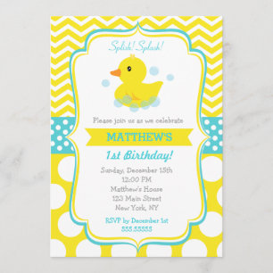 Rubber Duck Birthday Party Invitations