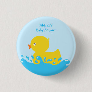 Rubber Duck Blue Baby Boy Shower 1 Inch Round Button