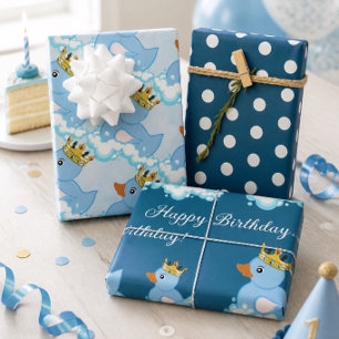 Rubber Duck (Blue) Birthday Party Wrapping Paper