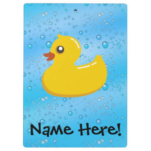 Rubber Duck Blue Bubbles Personalized Kids Clipboard