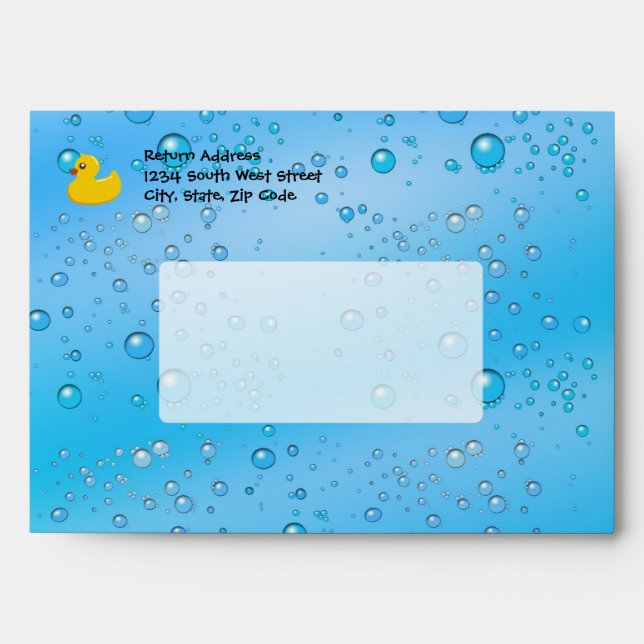 Rubber Duck Blue Bubbles Personalized Kids Envelopes (Front)