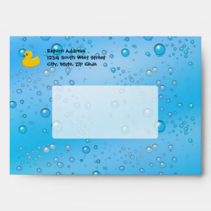 Rubber Duck Blue Bubbles Personalized Kids Envelopes