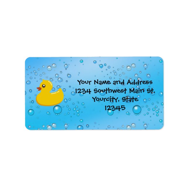 Rubber Duck Blue Bubbles Personalized Kids Label (Front)