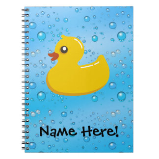 Rubber Duck Blue Bubbles Personalized Kids Notebook