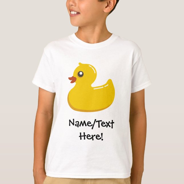 Rubber Duck Blue Bubbles Personalized Kids T-Shirt (Front)