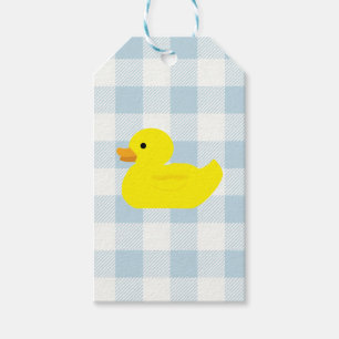 Rubber Duck Blue Gingham Pattern Gift Tags