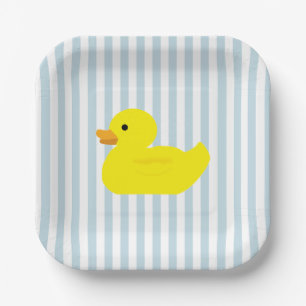 Rubber Duck Blue Stripe Paper Plate