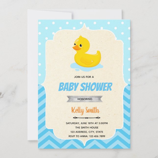 Rubber duck boy shower invitation (Front)
