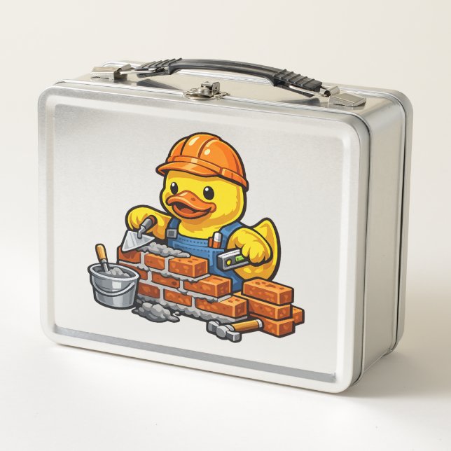 Rubber Duck Bricklayer Metal Lunch Box (Front)