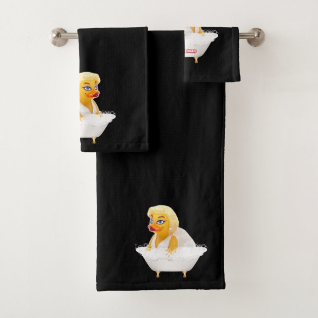Rubber Duck Bubble Bath - Pond Bombshell Stars Towel Set (Insitu)