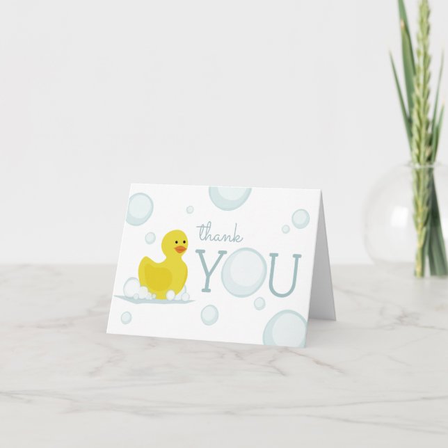 Rubber Duck Bubbles Baby Shower Thank You Card (Front)