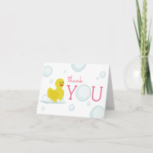 Rubber Duck Bubbles Baby Shower Thank You Pink