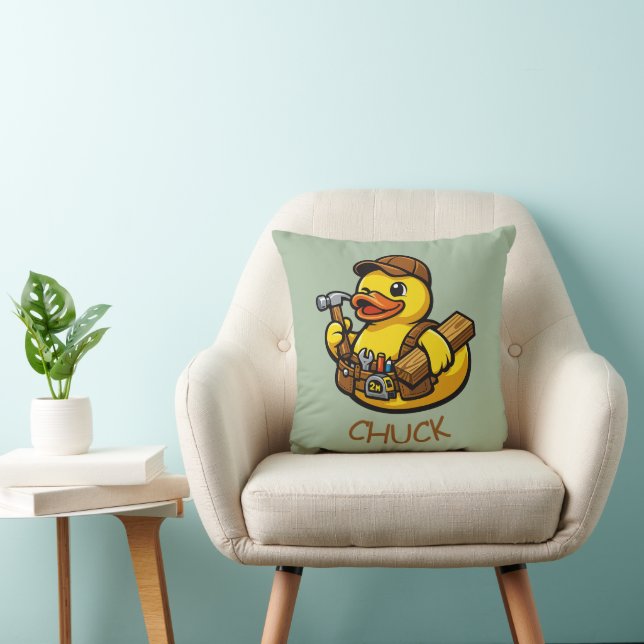 Rubber Duck Carpenter Throw Pillow (Chair)