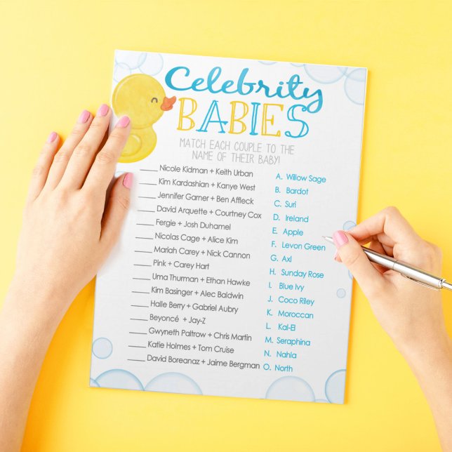 Rubber Duck Celebrity Babies Shower Game Pack Notepad (Celebrity Babies Watercolor Rubber Duck Baby Shower Game Pack of 40 Answer Sheets)