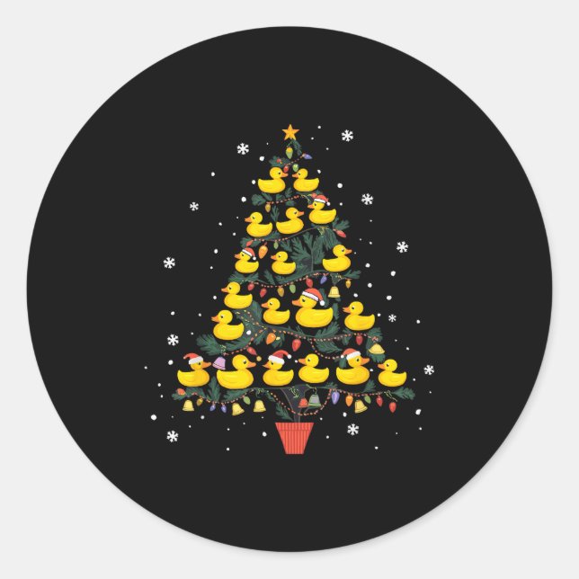 Rubber Duck Christmas Tree  Classic Round Sticker (Front)