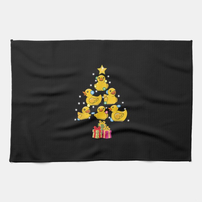 Rubber Duck Christmas Tree Duckie Quack Christmas Kitchen Towel (Horizontal)