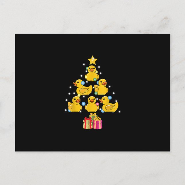 Rubber Duck Christmas Tree Duckie Quack Christmas Postcard (Front)