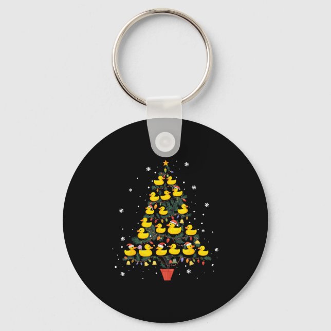 Rubber Duck Christmas Tree  Keychain (Front)