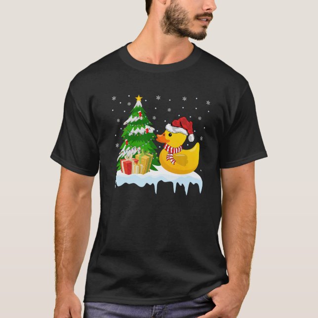 Rubber Duck Christmas Tree Pyjamas Lights Xmas Pre T-Shirt (Front)