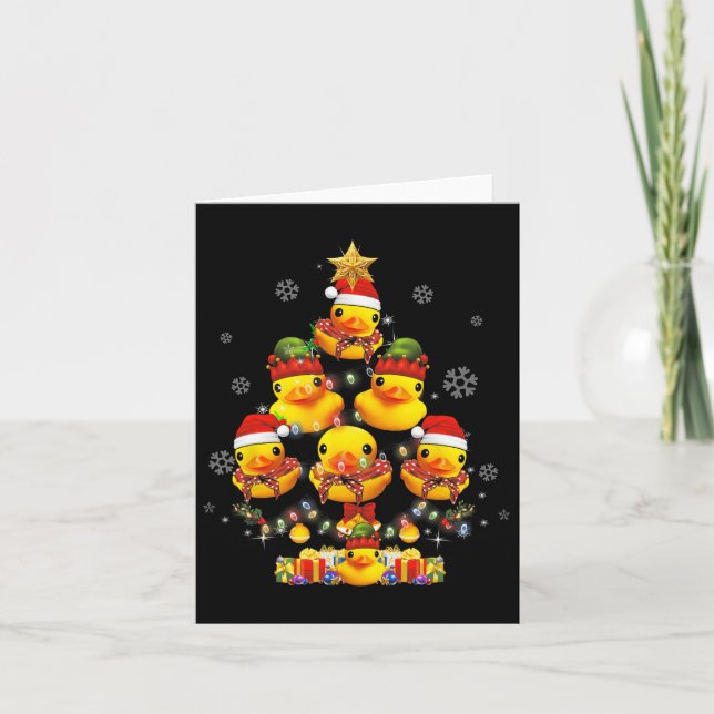 Rubber Duck Christmas Tree Xmas Light Surrounded D Card (Front)