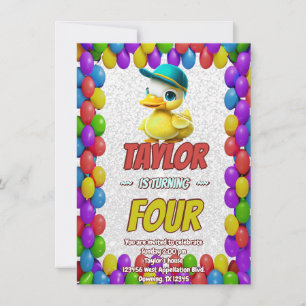 Rubber Duck Cute Personalized Birthday Invite Kids