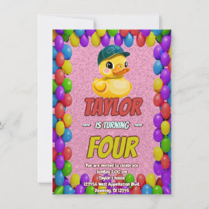 Rubber Duck Cute Personalized Birthday Invite Kids