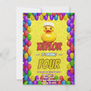 Rubber Duck Cute Personalized Birthday Invite Kids