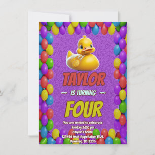 Rubber Duck Cute Personalized Birthday Invite Kids