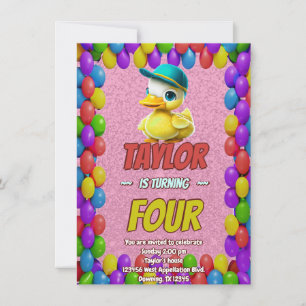 Rubber Duck Cute Personalized Birthday Invite Kids