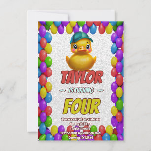 Rubber Duck Cute Personalized Birthday Invite Kids