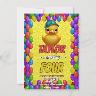 Rubber Duck Cute Personalized Birthday Invite Kids