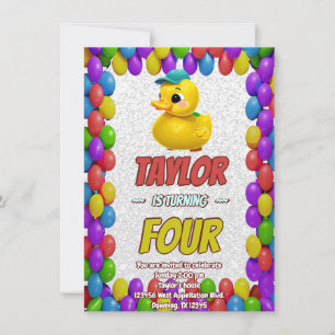 Rubber Duck Cute Personalized Birthday Invite Kids