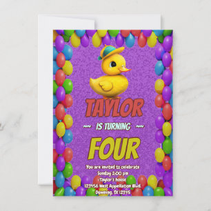 Rubber Duck Cute Personalized Birthday Invite Kids