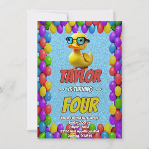 Rubber Duck Cute Personalized Birthday Invite Kids