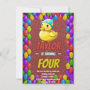 Rubber Duck Cute Personalized Birthday Invite Kids