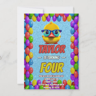 Rubber Duck Cute Personalized Birthday Invite Kids