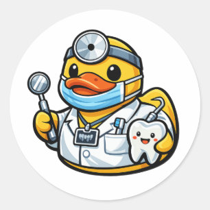 Rubber Duck Dentist Classic Round Sticker
