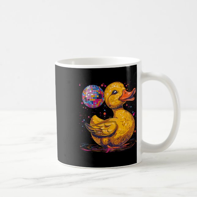 Rubber Duck Disco Ball Artwork Dancing Rubber Duck Coffee Mug (Right)