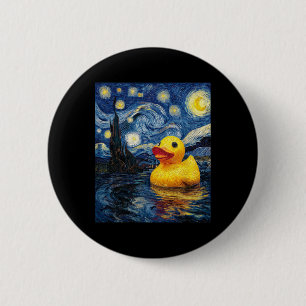 Rubber Duck Duckie Ducky Van Gogh Style Starry Nig 2 Inch Round Button
