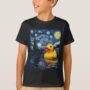 Rubber Duck Duckie Ducky Van Gogh Style Starry Nig T-Shirt