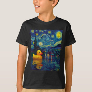 Rubber Duck Duckie Ducky Van Gogh Style Starry Nig T-Shirt