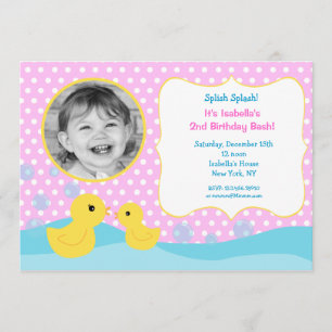 Rubber Duck Ducky Photo Birthday Invitations