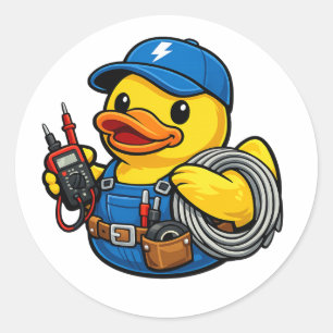 Rubber Duck Electrician Classic Round Sticker