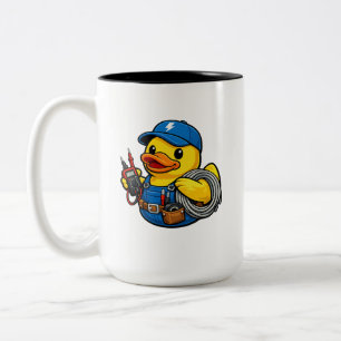 Rubber Duck Electrician Two-Tone Coffee Mug