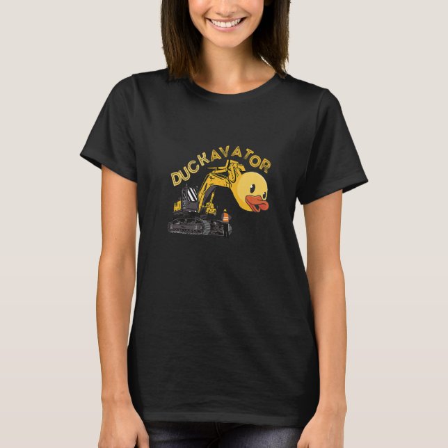 Rubber Duck Excavator  Construction Site Worker Dr T-Shirt (Front)