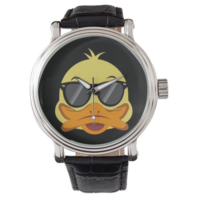Rubber Duck face Head yellow sunglasses Watch (Front)