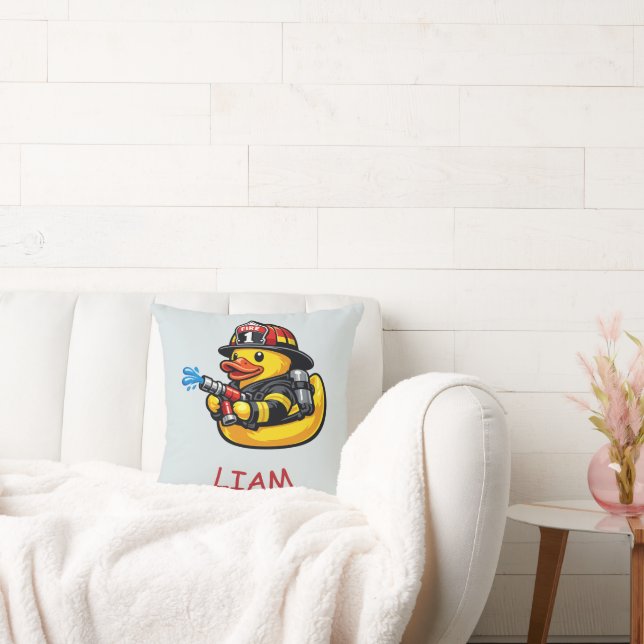 Rubber Duck Firefighter Throw Pillow (Couch)