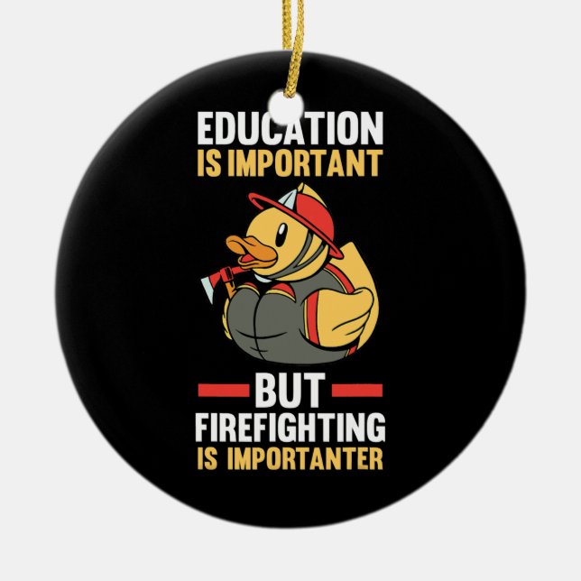 Rubber Duck Fireman Firefighter  Ceramic Ornament (Front)
