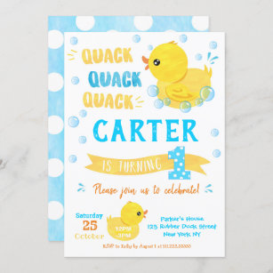Rubber Duck First Birthday Invitations