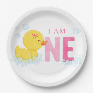 Rubber Duck First Birthday Paper Plate